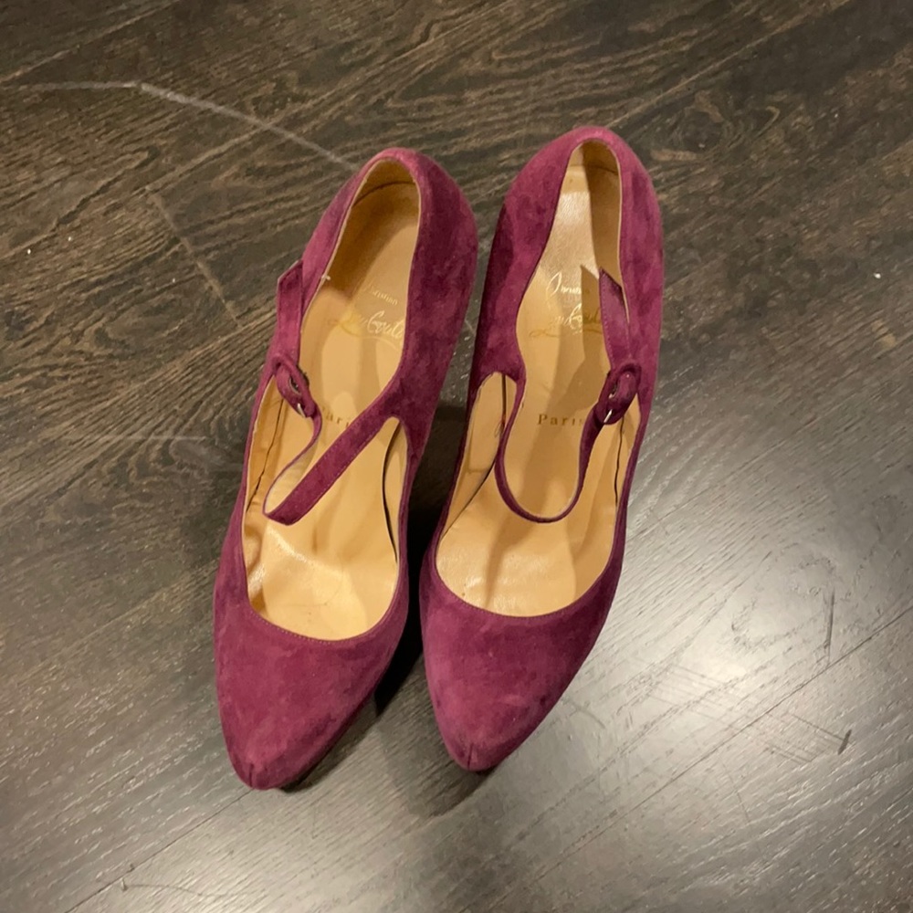 Christian louboutin purple suede platform heels 140mm size 40